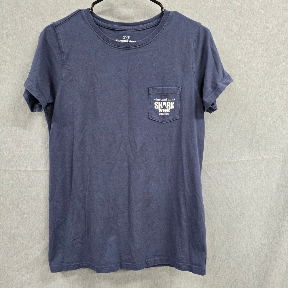 Vineyard Vines Shark‎ Week Discovery Pocket T-Shirt Navy Blue Mens Small